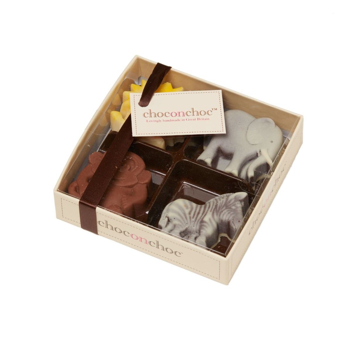 Lion, Zebra, Elephant And Monkey Chocolate Box - Case Of 6