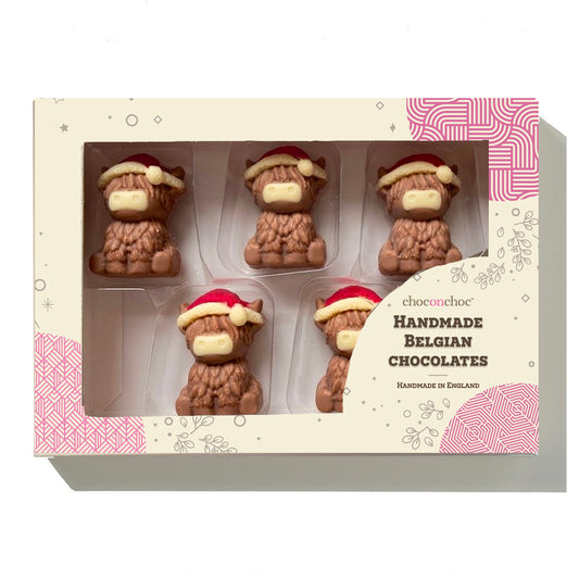 Chocolate Santa Highland Cows - Case Of 6